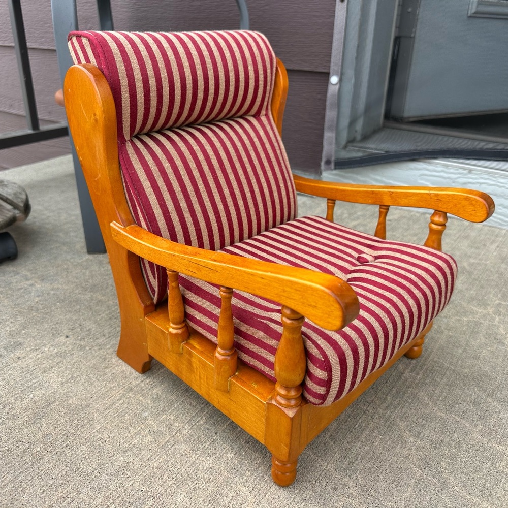 Mid-Century Modern Country-Style Cushioned Wood Chair for 18" Doll